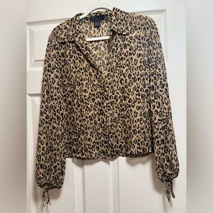 Express Vintage 90’s Leopard Print 100% Silk Blouse